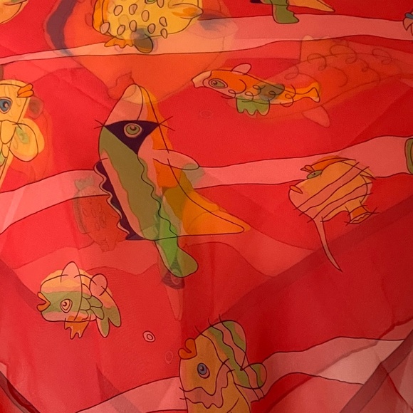 VINTAGE HERMÈS PARIS AU CLAIR DE LA MER SILK CHIFFON SCARF - Picture 6 of 14